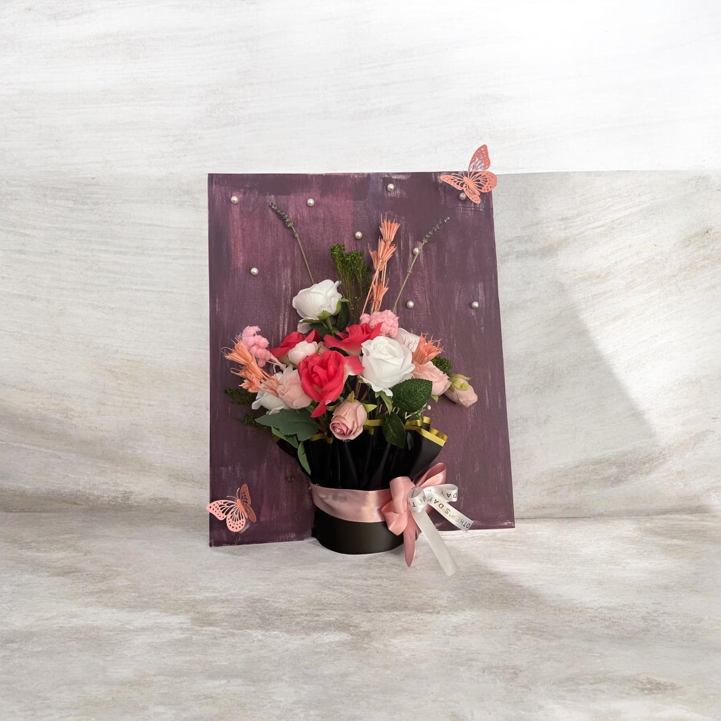 Handcrafted Mixed Floral Centerpiece with Butterfly Accents